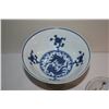 Image 2 : PORCELAIN STEM BOWLS (4 3/4" X 6"), BLUE & WHITE FISH & FLOWERS POLYCHROME LUI-KAI (2 1/4" X 3 5/8")