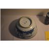 Image 3 : CHINESE PORCELAIN BLUE & WHITE HEXAGONAL PICTORIAL VASES (2) & BLUE & WHITE LANDSCAPE BOWL (6 1/2");