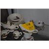 Image 1 : SANTA ANITA WARE PLATES, BOWL, SALT & PEPPER, COVERED DISH & CREAMER, FLORAL TEA CUPS