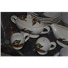 Image 4 : SANTA ANITA WARE PLATES, BOWL, SALT & PEPPER, COVERED DISH & CREAMER, FLORAL TEA CUPS