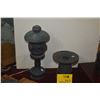 Image 1 : BRONZE STANDING LANTERN (15") & USUBATA VASE (7") (2 PCS)