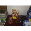 Image 1 : POLYCHROME SATSUMA "SHI SHI" LION (9" X 10") & WOOD CARVED BEARS (2) (3 PCS)