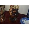 Image 3 : POLYCHROME SATSUMA "SHI SHI" LION (9" X 10") & WOOD CARVED BEARS (2) (3 PCS)