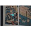 Image 2 : FRAMED TRYPTIC UKIYO-E PRINT OF SHIRABYOSHI DANCERS BY KUNISADA (36 1/2" X 21")
