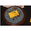 Image 1 : ROUND BEVELED NEEDLEPOINT FOOT STOOL (11 1/2")