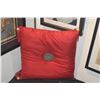 Image 2 : RED CUSHION PILLOW, ROUND HAND EMBROIDERED FOO DOG PILLOW & 4 INDIGO SHIBORI BAGS (6 PCS)