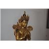 Image 4 : AVALO KITESHVARA TARA SEATED ON LOTUS, GUILT GOLD IN FULL REGALIA (26" X 14 1/2") & BUDDHA EMBROIDER