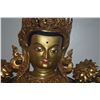Image 5 : AVALO KITESHVARA TARA SEATED ON LOTUS, GUILT GOLD IN FULL REGALIA (26" X 14 1/2") & BUDDHA EMBROIDER