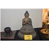 Image 1 : BRONZE SEATED BUDDHA ON LOTUS STAND (11 1/2" X 14")