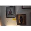 Image 1 : FRAMED PICTURES OF SITTING JAPANESE PRIEST (16" X 14") & CERAMIC MASK (14" X 11") (2 PCS)