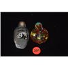 Image 1 : REVERSE PAINTED PANDA SNUFF BOTTLE & MULTI COLORED BLOWN GLASS SNUFF BOTTLE W/SEMI-PRECIOUS TOPS, CH
