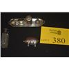 Image 1 : COLLECTION OF STERLING SILVER MINIATURES, PIG-PIN CUSHION & GLASS PERFUME BOTTLE W/STERLING TOP