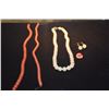 Image 1 : SERPENTINE JADE NECKLACE & EARRINGS & JASPER BEADS (4 PCS)