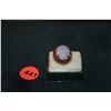 Image 1 : 18K LAVENDER JADE (14.5 CTW) & RUBY (1 CTW)  RING (SIZE 6)