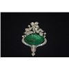 Image 2 : 18K WG CARVED EMERALD & DIAMOND (1.09 CTW) PENDANT/BROOCH