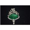 Image 3 : 18K WG CARVED EMERALD & DIAMOND (1.09 CTW) PENDANT/BROOCH