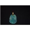 Image 3 : CHINESE 14K CARVED GREEN AGATE PENDANT (1 3/9" X 1")