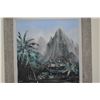 Image 3 : FRAMED OIL ON CANVAS, TROPICAL HAWAIIAN LANDSCAPE W/COTTAGE; SIGNED HE LYNNE '71 (25" X 31")