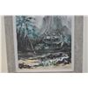 Image 4 : FRAMED OIL ON CANVAS, TROPICAL HAWAIIAN LANDSCAPE W/COTTAGE; SIGNED HE LYNNE '71 (25" X 31")
