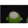 Image 8 : LE CREUSET APPLE SHAPED CASSEROLE DISH, GREEN DEPRESSION GLASS PLATES & GREEN ART GLASS BOWLS (11 PC