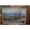 Image 2 : FRAMED PAINTING ON CANVAS, SOUTH EASTERN DESERT LANDSCAPE W/MOUNTAIN BACKDROP