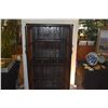 Image 5 : ASIAN STYLE 2 DOOR STORAGE CABINET, DARK LACQUERED W/WOVEN PANELS & DECORATIVE ACCENTS, 2 INTERIOR D