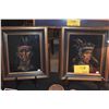 Image 1 : FRAMED PAINTINGS ON VELVET, NATIVE AMERICANS W/GUMPS LABELS (13 1/2" X 15 1/2") (2 PCS) (DOES NOT IN