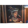 Image 3 : FRAMED PAINTINGS ON VELVET, NATIVE AMERICANS W/GUMPS LABELS (13 1/2" X 15 1/2") (2 PCS) (DOES NOT IN