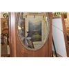 Image 3 : VINTAGE OVAL WALL MIRROR W/CARVED WOOD FRAME