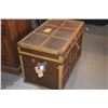 Image 3 : ANTIQUE STEAMER TRUNK FROM CONTINENTAL TRUNK CO. SAN FRANCIS W/OLD LURLINE/MATSON TAGS