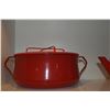 Image 4 : COLLECTION OF VINTAGE ENAMEL COOKWARE & KETTLE (2 DANSK) (5 PCS)