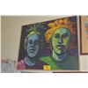 Image 1 : FRAMED EXPRESSIONIST STYLE PAINTING W/STYLIZED PORTRAITS