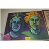 Image 2 : FRAMED EXPRESSIONIST STYLE PAINTING W/STYLIZED PORTRAITS