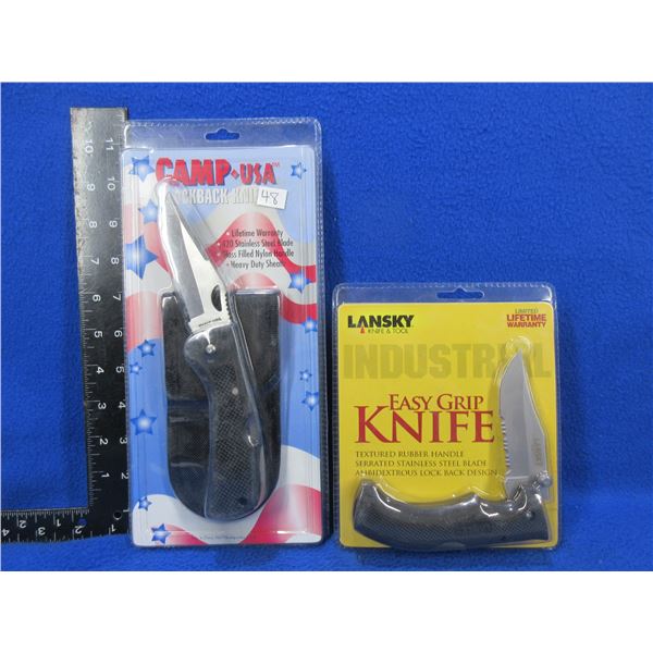 Lansky Easy Grip & Camp USA Folding Lockback Knives with Sheaths