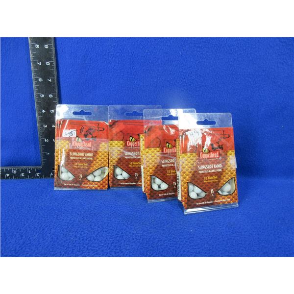 Copperhead Slingshot Ammo 1/2" Glass Shot - 4 Packages of 75