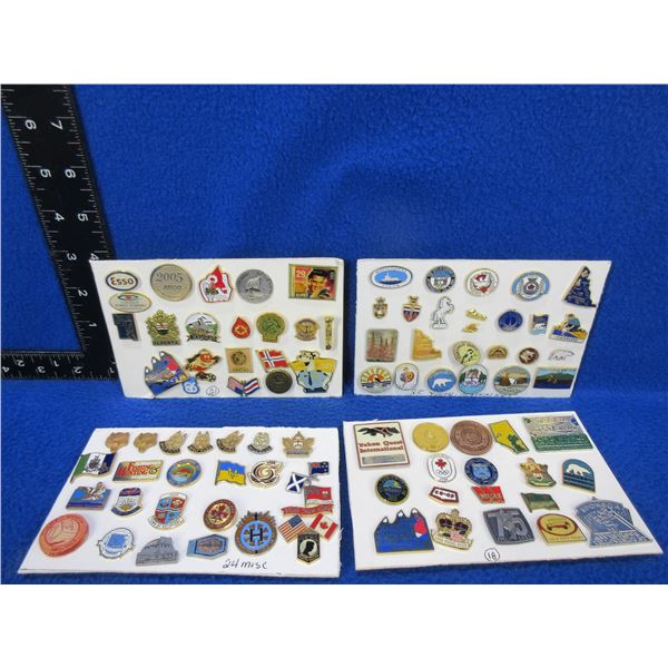 4 Cards of 88 Various Pins - Alberta, Yukon, Alaska, NWT, Oil & Gas, Power, Etc.