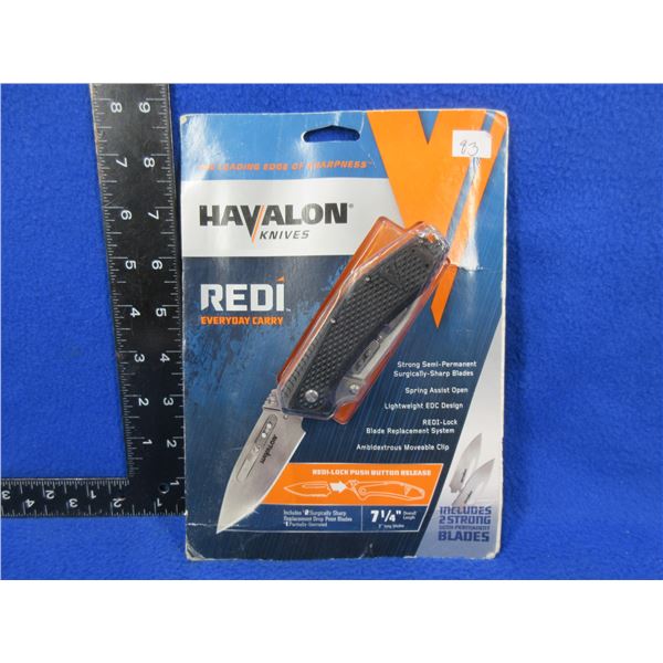 Havalon Redi-Lock Folding Knife - 7 1/4" OAL, Comes with 2 Blades & Torx Bit