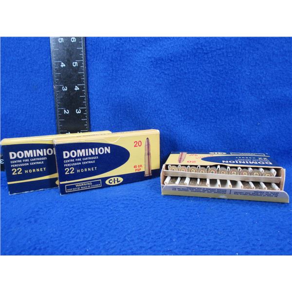 Collector Ammo - 22 Hornet 45gr PSP Dominion Cartridges (Pick Up Only)