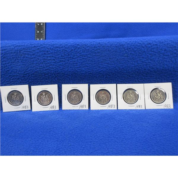 6 Canadian 50 Cent Coins - 1983