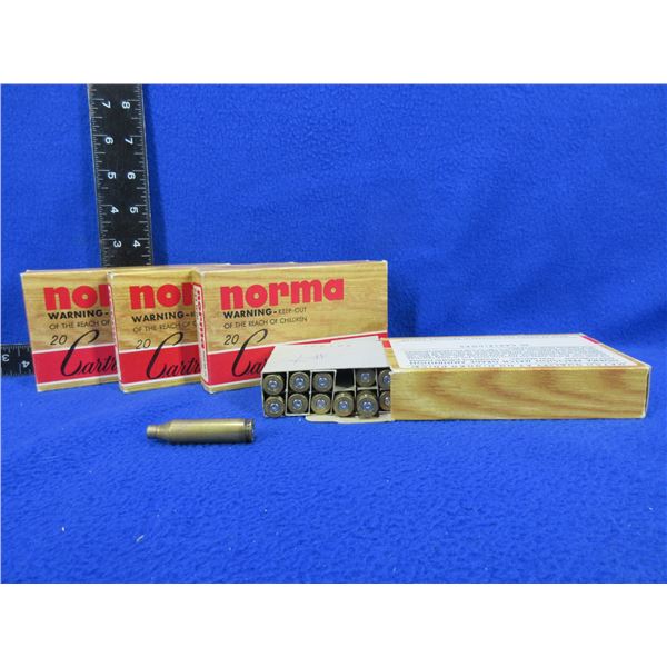 Brass Only - 243 Win. Unprimed Norma - 3 Boxes of 20, Box of 18