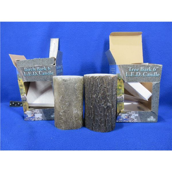 2 Rivers Edge Birch Bark 6" LED Candle - New Old Stock