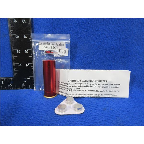NEW - 12 Gauge Cartridge Red Laser Bore Sight with Batteries
