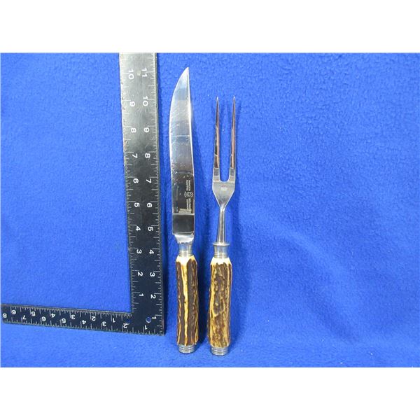 Wingen Rostfrei Othello Carving Set with Stag Handles - Solingen, Germany
