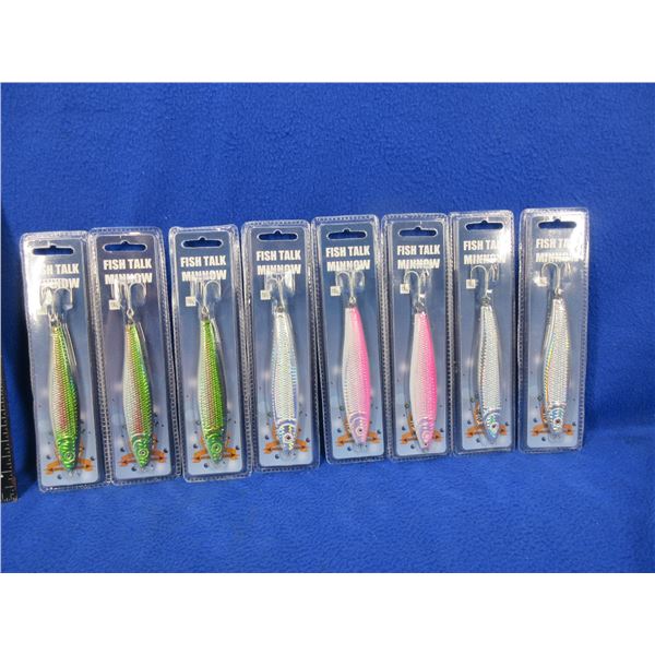 NEW - 8 Fish Talk Minnows - 130 Gram, Approx. 6"