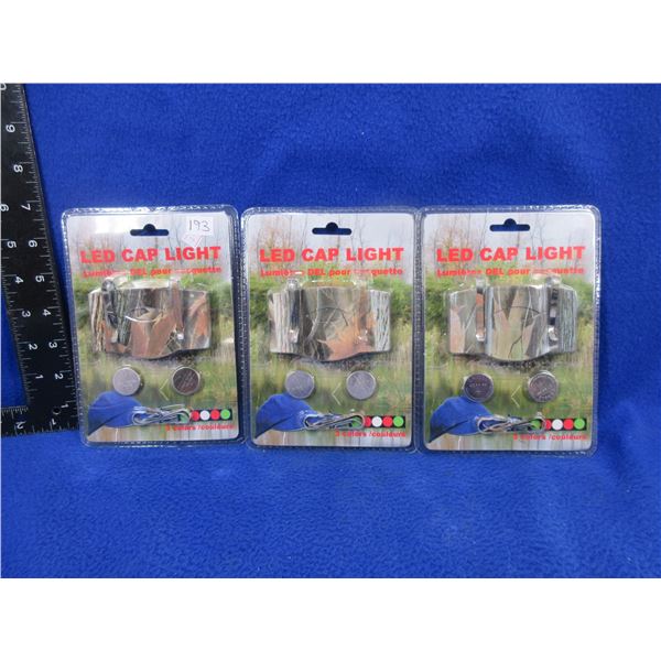 NEW - 3 LED Cap Lights with Batteries