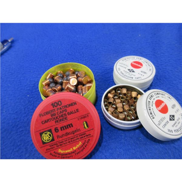 3 Vintage Tins - 2 Remington Percussion Caps, 6MM BB Caps  (Pick Up Only)