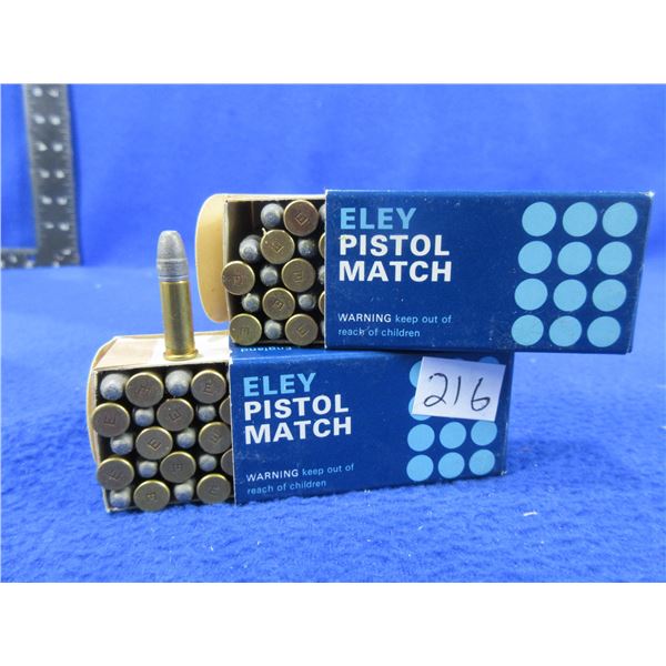 22 LR Eley Pistol Match Cartridges - 2 Boxes of 50 (Pick Up Only)