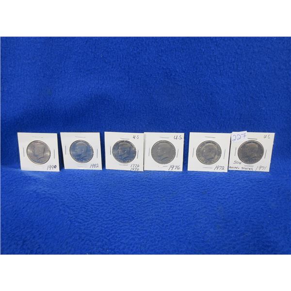 6 USA Half Dollars - 1971, 1972, 1776-1976 x 2, 1982, 1990
