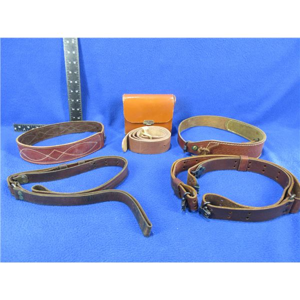 4 Leather Slings, Barnett Crossbows Leather Belt & Leather Binocular Case