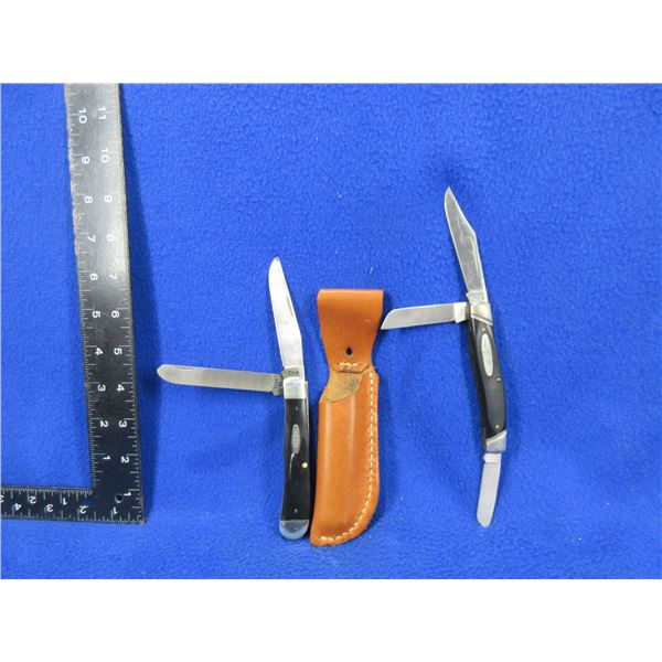2 Folding Blade Pocket Knives - Case 2254 SS with Sheath & Buck